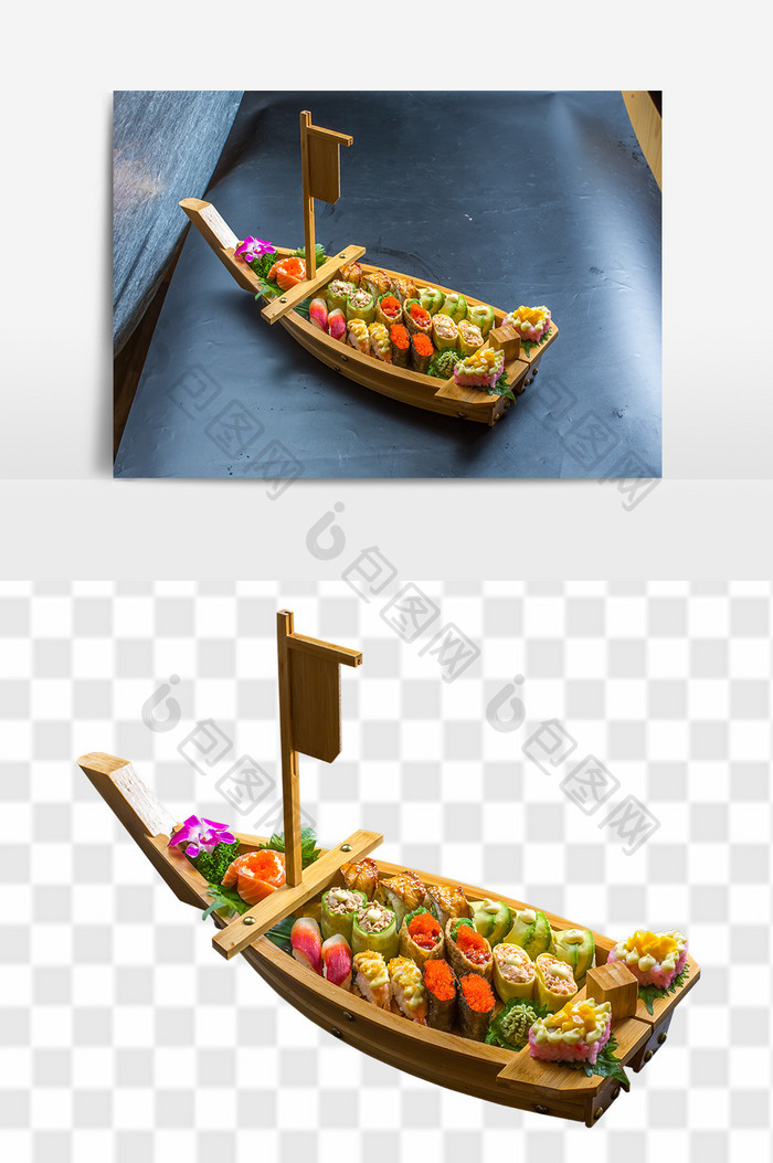 日式寿司船料理元素