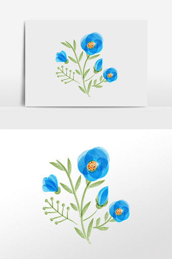 水彩手绘清新花卉植物元素图片