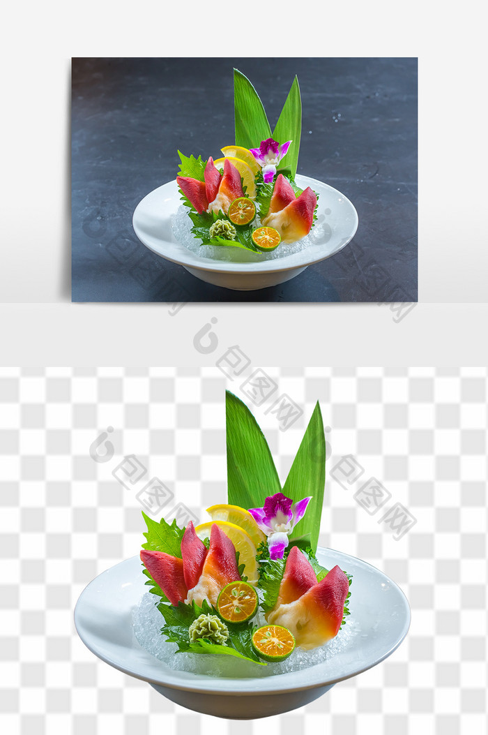日式三文鱼料理元素