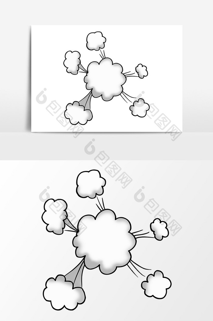 卡通手绘爆炸云朵素材元素
