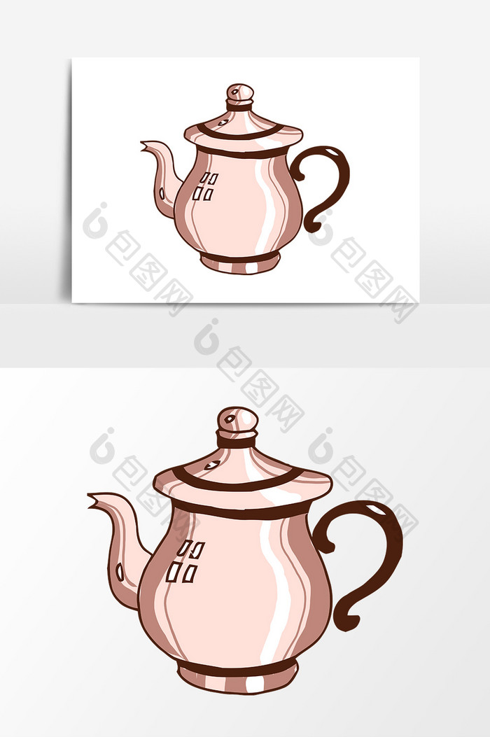 卡通手绘棕色小茶杯素材元素