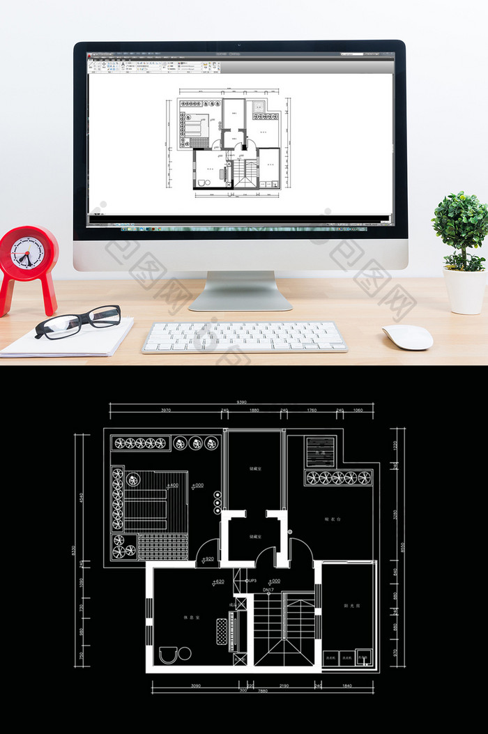 别墅储藏空间层CAD平面定制方案