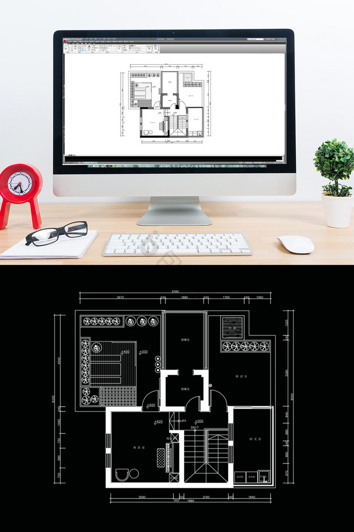 别墅储藏空间层CAD平面定制方案图片