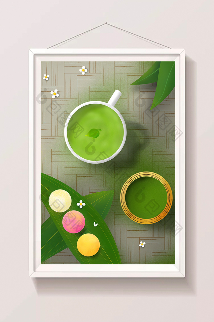 饮品抹茶插画图片-包图网