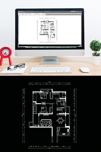 两室一厅多层户型CAD平面居室室内设计图片