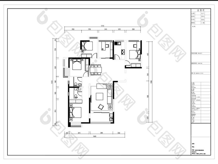 五室两厅高层户型CAD平面