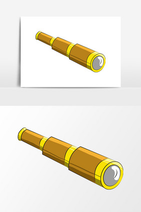 手绘黄色望远镜元素