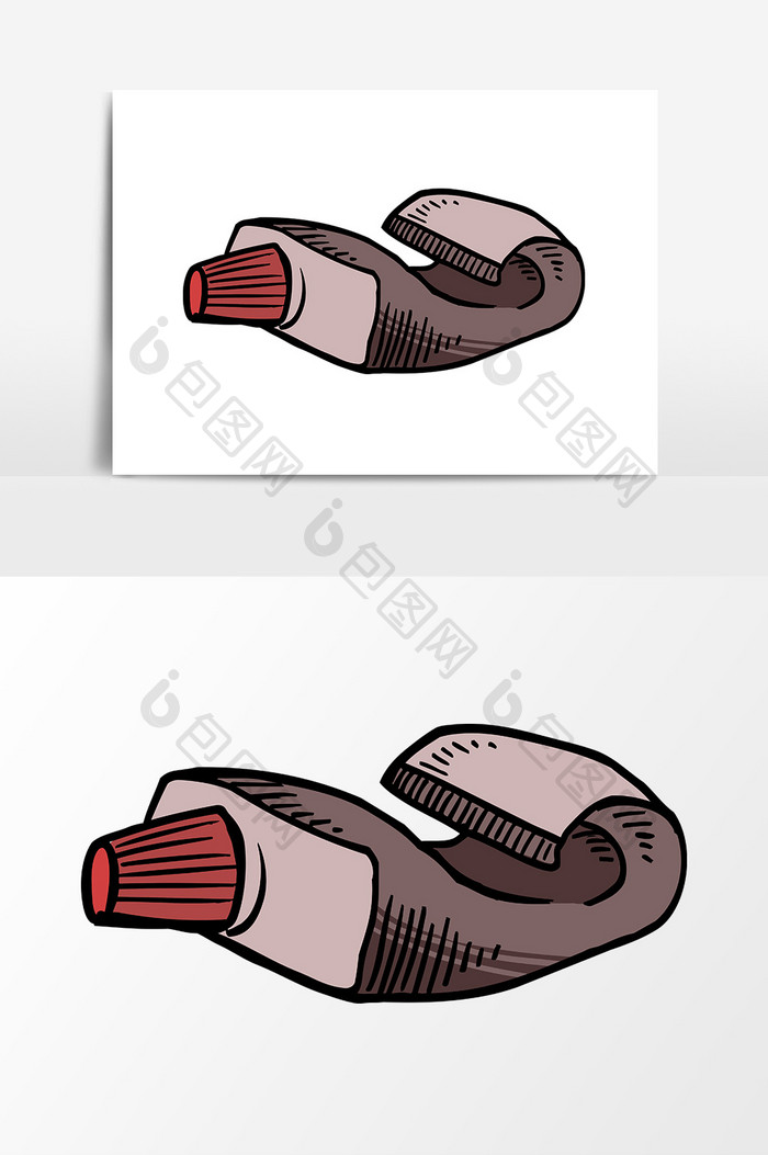 手绘挤压牙膏元素
