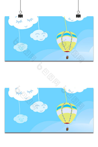 小清新云朵天空热气球可爱背景图片