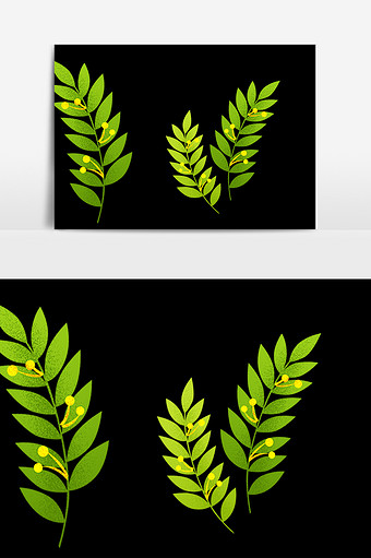 绿色植物叶子插画元素素材图片