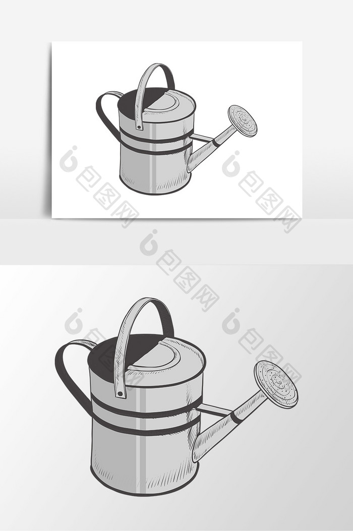 手绘灰色浇水水壶元素