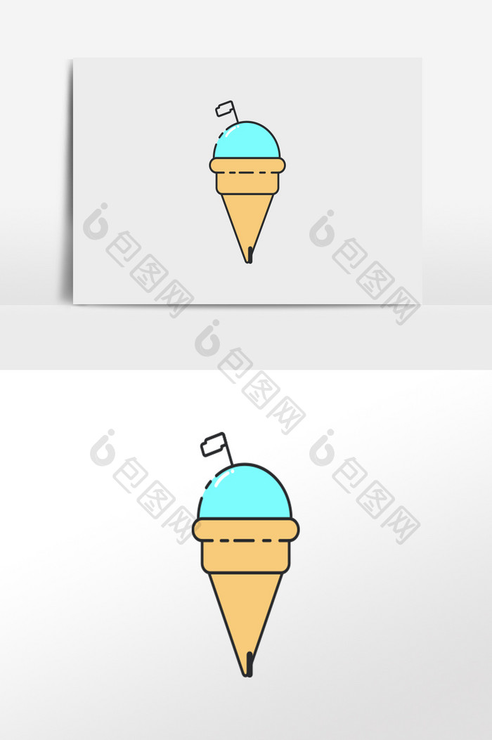 清新冰淇淋插画元素