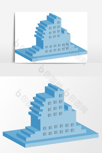 蓝色地标性建筑元素图片