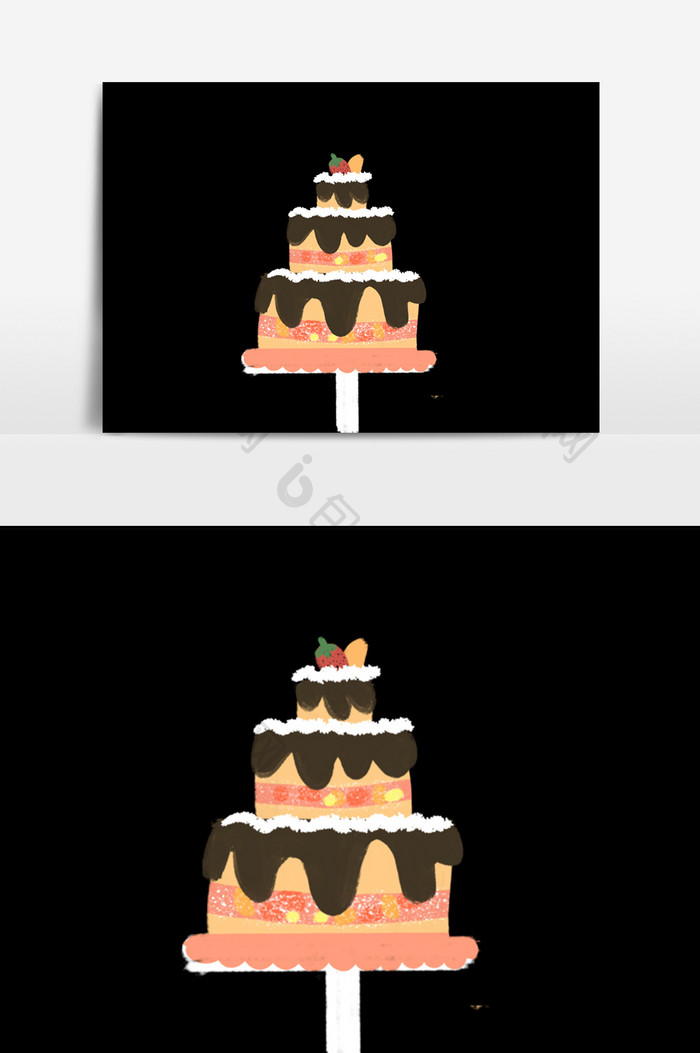 多层蛋糕插画元素
