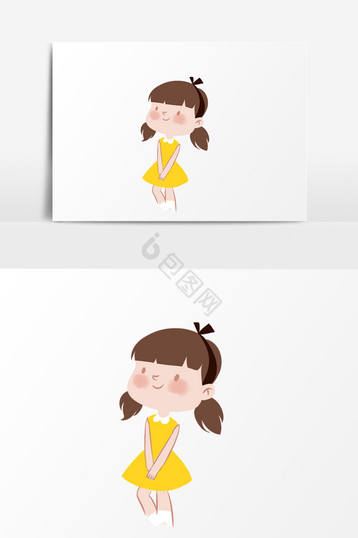 黄裙女孩插画图片