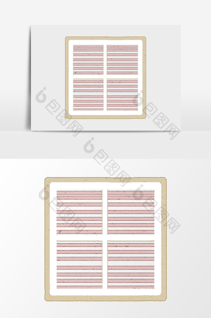 手绘卡通白色窗户素材