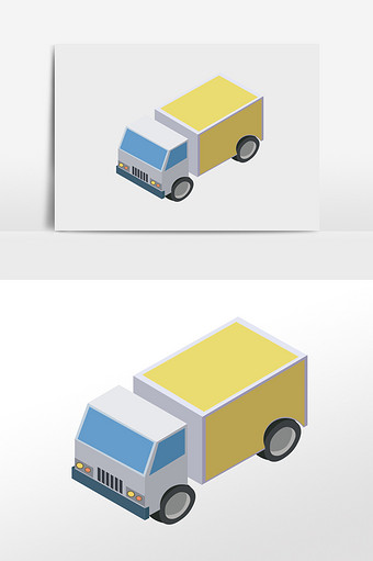2.5d风拉货卡车插画元素图片