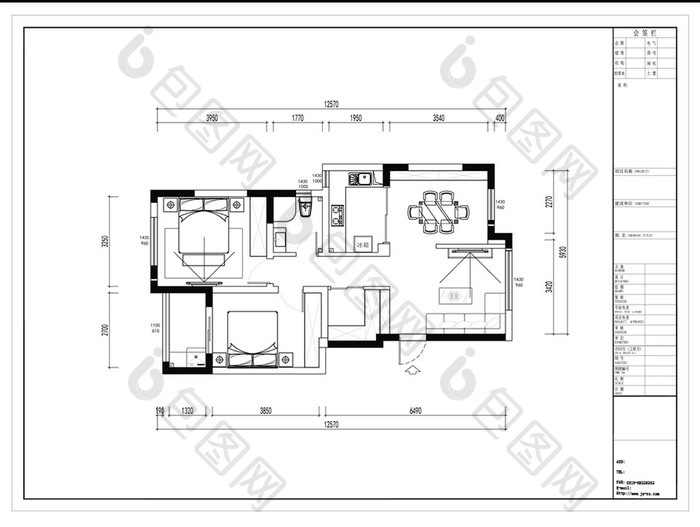 两室一厅CAD多层户型平面定制方案