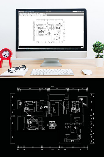 CAD三室两厅户型定制平面方案图片