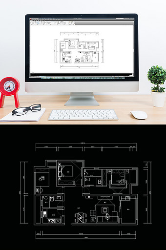 三室两厅户型CAD平面方案定制图片