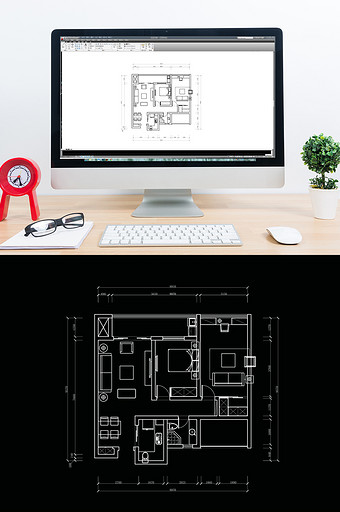 两室一厅户型CAD平面图图片
