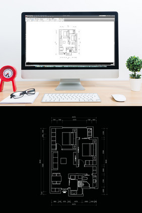 两室一厅户型CAD平面方案定制