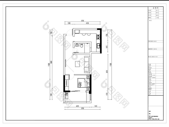 單身公寓cad戶型平面定製