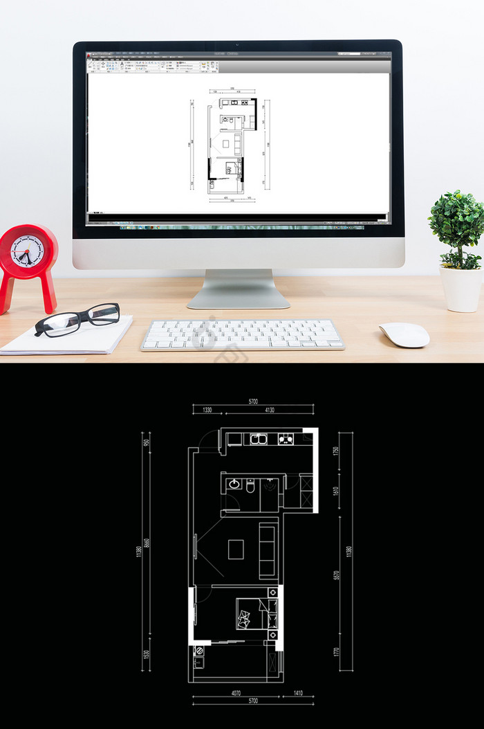 单身公寓CAD户型室内设计图片
