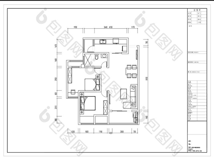 两室一厅居室CAD平面方案设计