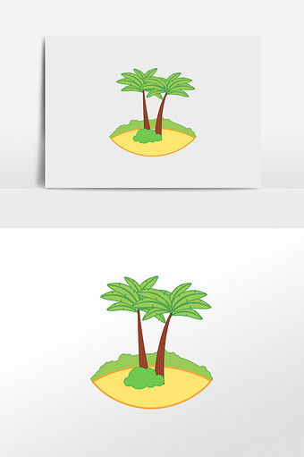 清新椰子树插画元素图片
