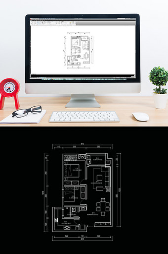 两室一厅CAD户型平面定制方案图片