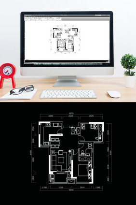 两室一厅户型CAD室内平面