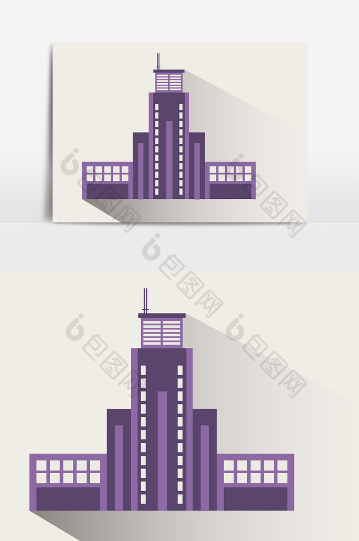 紫色高楼建筑元素