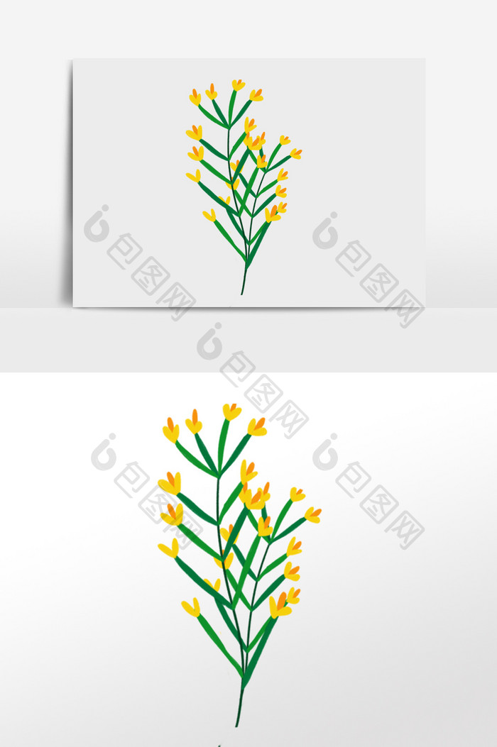 手绘黄色花朵植物插画元素