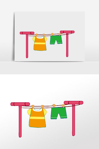 卡通晾衣架手绘元素图片下载