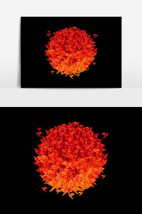 几何拼图飞鸟元素素材