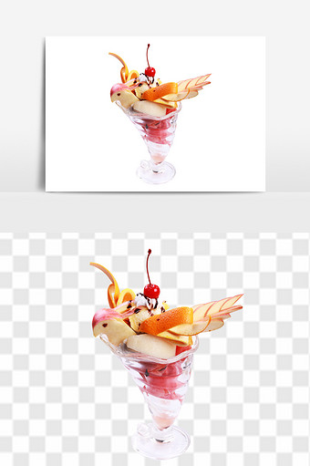 水果圣代夏日甜品素材图片