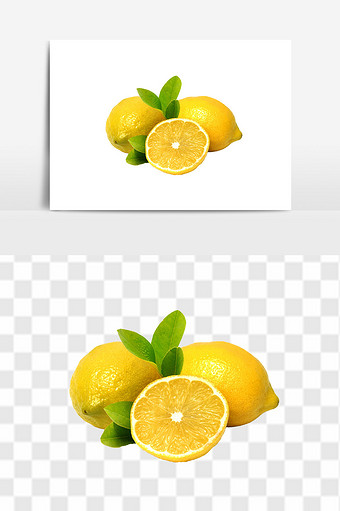 新鲜柠檬组合水果元素图片