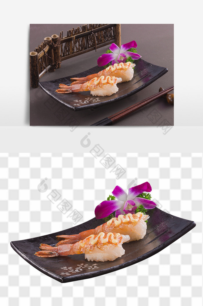 沙拉焗阿根廷红虾寿司图片图片