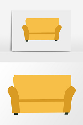 扁平卡通黄色沙发图片
