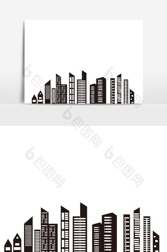 黑白扁平化建筑元素图片
