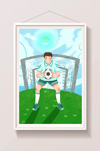 清新卡通足球运动员世界杯插画图片