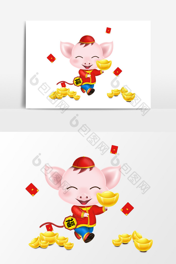猪年卡通形象新年春节元素素材