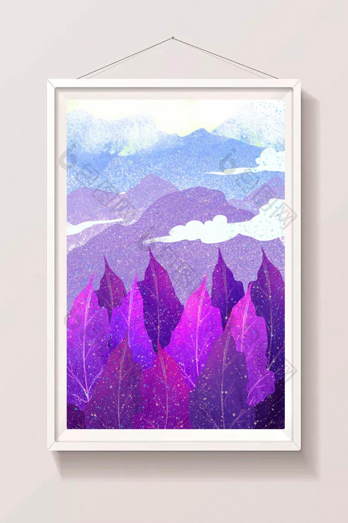 紫色唯美梦幻森林背景插画