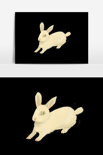水彩手绘写实兔子图片