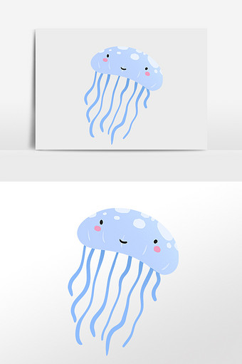 可爱手绘海洋生物水母插画元素图片