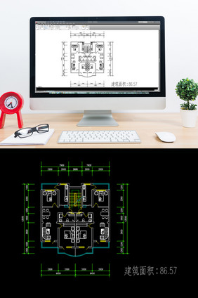 86平米家装CAD平面图