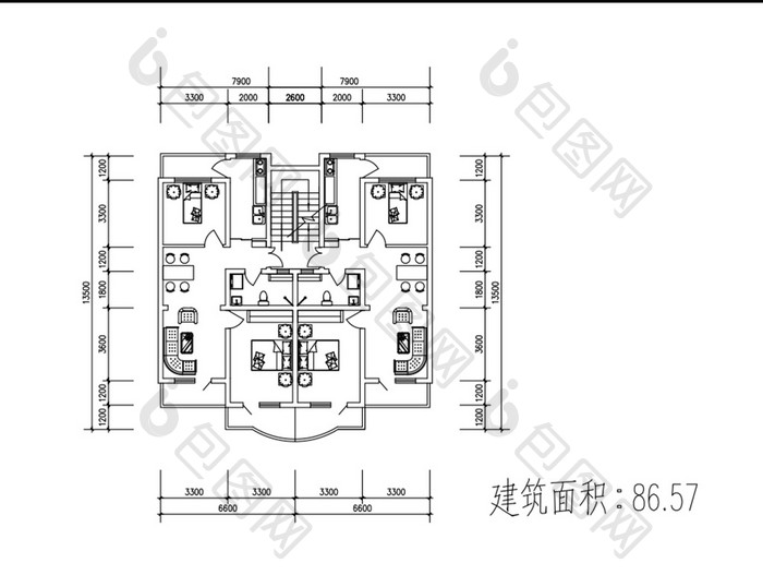 86平米家装CAD平面图