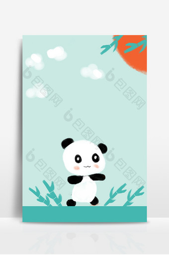 儿童节可爱熊猫插画可编辑背景图片