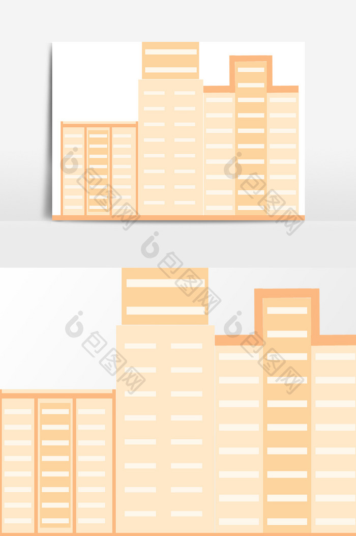 扁平化橙黄色建筑群设计元素